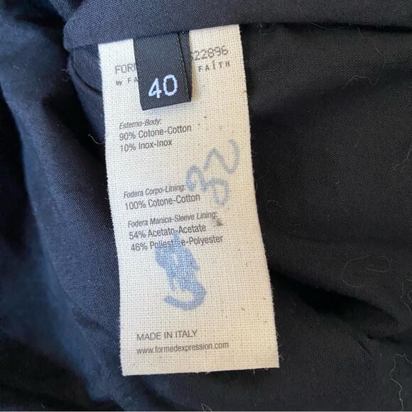 Forme 3’3204322896 Factory of Faith Italy Black Long Crinkle blazer 40 US Small - Picture 7 of 8